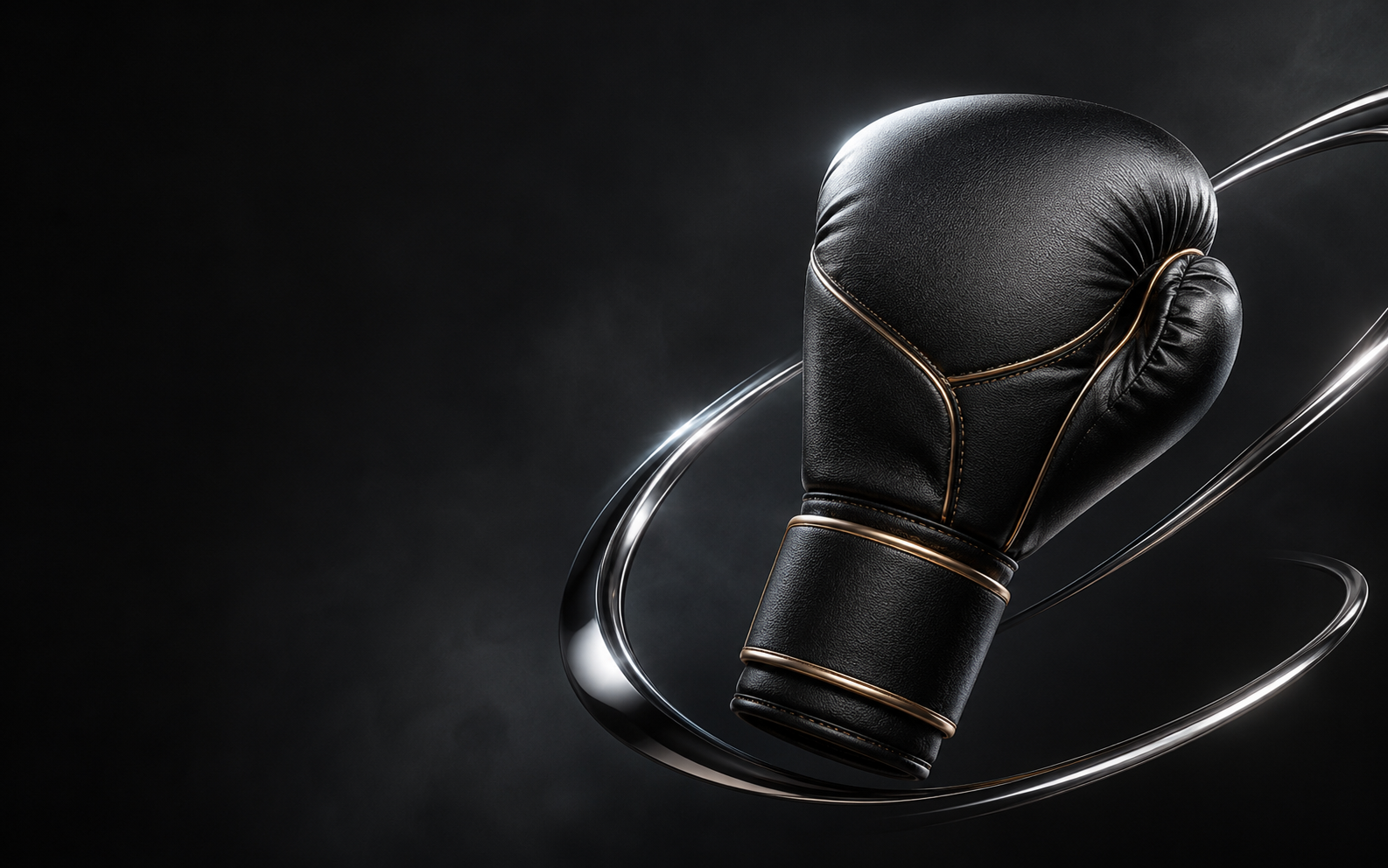 Premium matte black Korvyro boxing glove with gold detailing